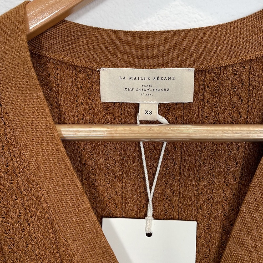 Sezane Brown V-Neck Sweater - Picture 3 of 9
